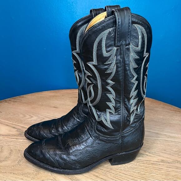 Vintage Tony Lama Western Ostrich Cowboy Boots Exotic Leather Men\'s Size 8D main image 8